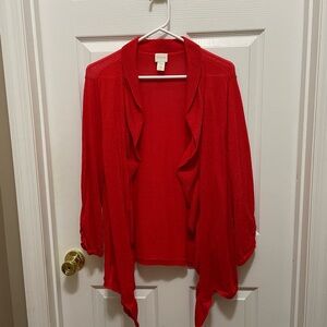 Chico's Size 2 (10/12) Vibrant Orange/Red Knit Sweater